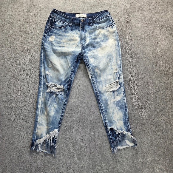 KanCan Denim - Kancan Signature Jeans Womens 28 Blue Boyfriend Cropped Mid Rise Acid Wash Denim